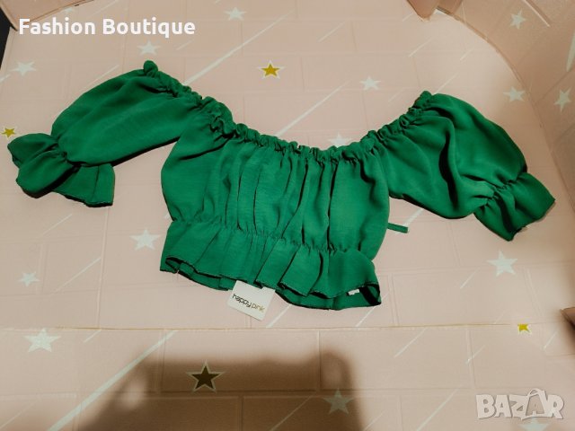 Къса Блузка в зелено , снимка 3 - Корсети, бюстиета, топове - 43330431