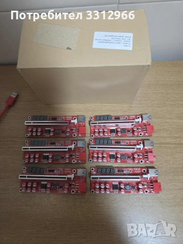 6 броя Екстендер v013-PRO RED PCI-E Riser Card USB 3.0, снимка 3 - Друга електроника - 52159167