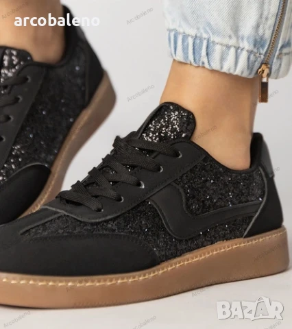 Черни дамски маратонки, украсени с брокат Likana, снимка 6 - Маратонки - 51098581