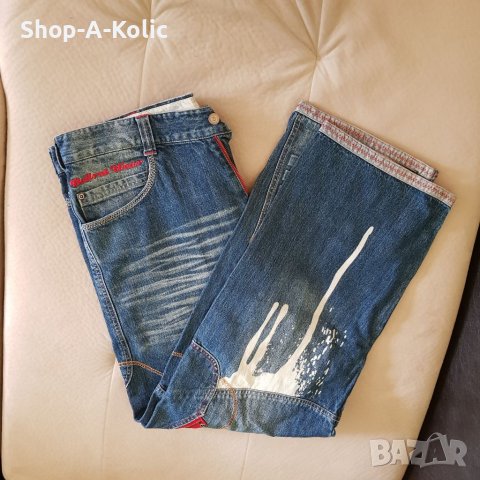Original Vintage Retro 90's BULLROT WEAR CLOTHING CORP. Denim Hip Hop Rap Graffiti Embroidered Jeans, снимка 2 - Дънки - 38600310