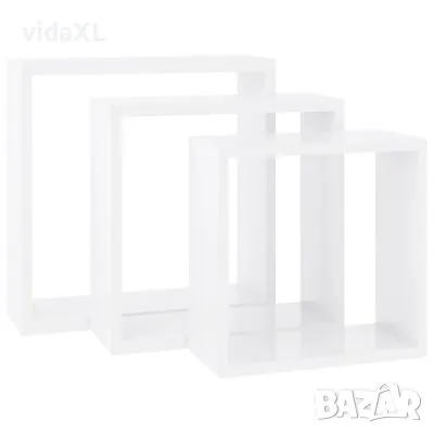 vidaXL Стенни кубични рафтове, 3 бр, бели, МДФ(SKU:323949), снимка 2 - Други - 48697719