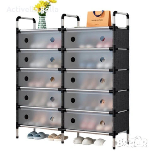 Многоетажен шкаф за обувки с прозоречни врати и голям капацитет, снимка 6 - Шкафове - 53267322