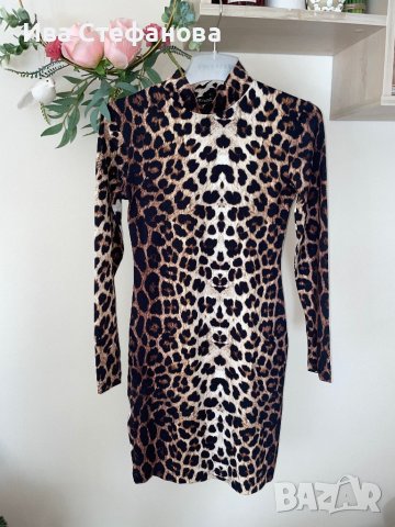 Елегантна официална еластична тигрова леопардова рокля 100% микрофибър , снимка 5 - Рокли - 43245511