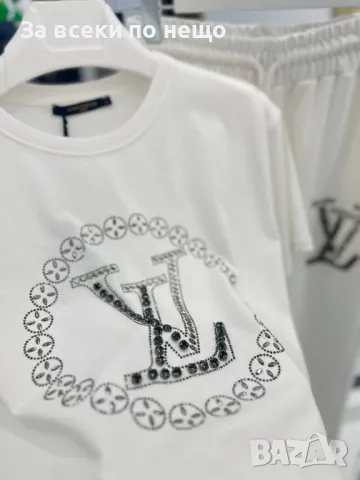 Louis Vuitton Дамски Спортен Комплект С Лого Със Шити Кристали Тениска И Долнище - 2 Цвята Код A510, снимка 4 - Спортни екипи - 50109860