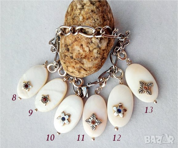 Висулки от седеф с инкрустирани кристалчета, снимка 3 - Колиета, медальони, синджири - 39321140