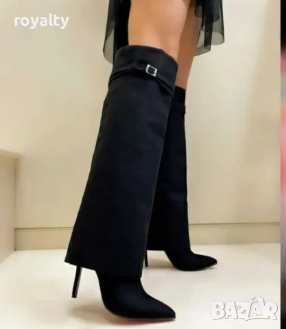 Ботуши на ток - черен велур