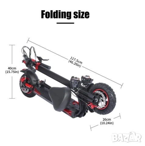 Електрически скутер, тротинетка със седалка 1200W 18AH, 55 км/ч, снимка 7 - Мотоциклети и мототехника - 51943122