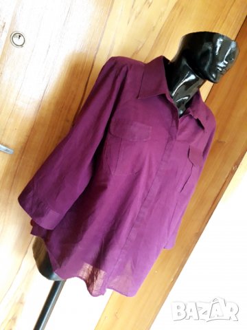 Нова памучна лилава риза ХХЛ, снимка 2 - Ризи - 32855316