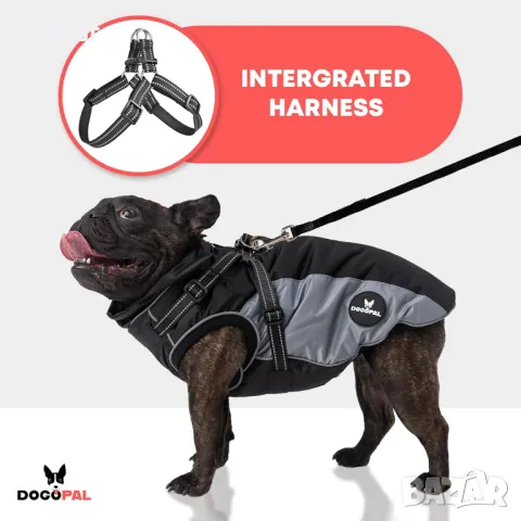 Дъждобран за кучета DOGOPAL с вграден колан - Водоустойчиво палто за кучета (сиво, #5), снимка 2 - За кучета - 49677278