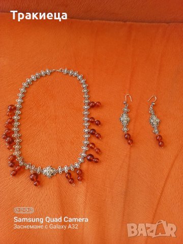 Стар сребърен женски накит с обеци филигран кехлибар , снимка 7 - Антикварни и старинни предмети - 38462198