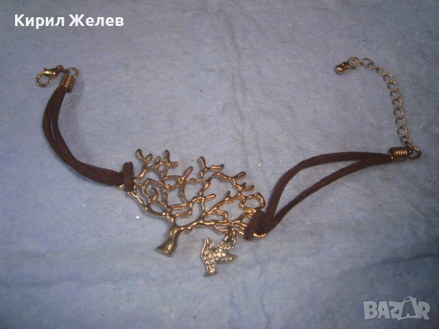 МНОГО КРАСИВА ПОЗЛАТЕНА ФЛОРАЛНА АРТ ГРИВНА с ФИГУРАЛНА ВИСУЛКА ГЪЛЪБЧЕ 15021