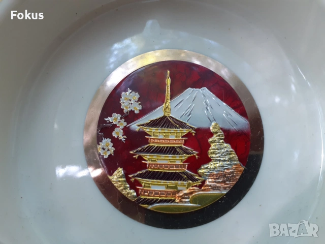 Пепелник порцелан Япония златно покритие 24 карата, снимка 3 - Антикварни и старинни предмети - 53416769