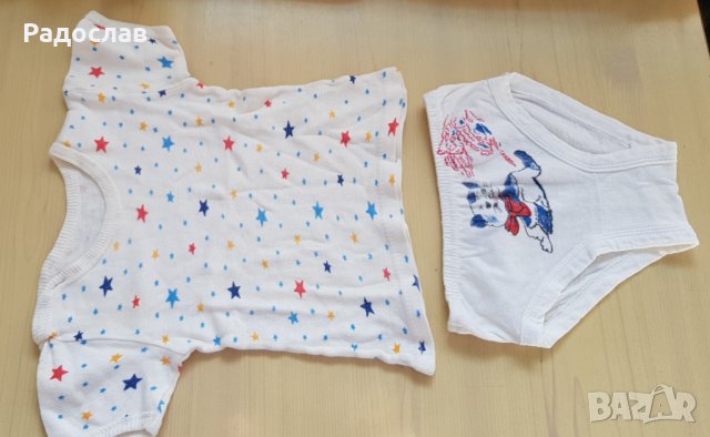 Бебешки тениски гащи лигавче 5 броя 1 год, снимка 5 - Комплекти за бебе - 36616205