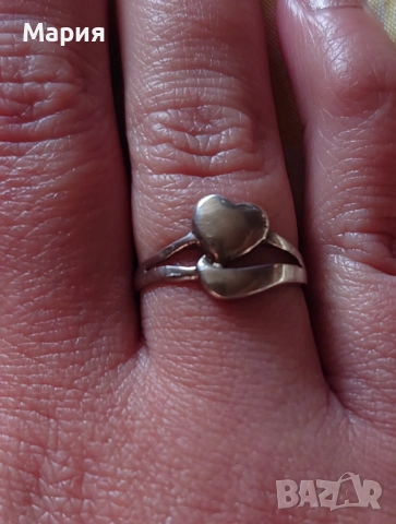 Сребърен пръстен със сърце, снимка 5 - Пръстени - 53056647
