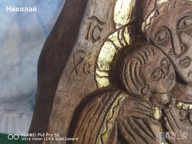 Дървена Православна Икона Дева Мария с Млядия Исус Христос, снимка 4 - Антикварни и старинни предмети - 53562207