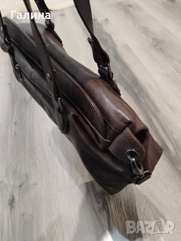 Кафява чанта от естествена кожа. , снимка 3 - Чанти - 52513558