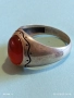 Винтидж сребърен пръстен с Червен Кехлибар ювелирна изработка 51791, снимка 7