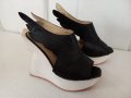 Черни платформи набук с уникален дизайн на бялата подметка. Размер 36., снимка 4
