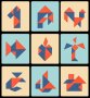 ХИТ! " Pocket tangram " 2бр. дървен Джобен танграм с шаблони в кутия, снимка 10