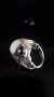 Дамски пръстен със сребърно покритие S925 - млечно бял камък и сини кристали, снимка 7
