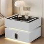 Интелигентно нощно шкафче LED с безжично зареждане Smart Heater, кодирано заключване, бял, снимка 1