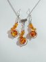 Разкошен Кехлибарен Арт комплект бижута обици и колие , снимка 3
