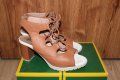 сандали естествена кожа с ток и вързанки, снимка 1 - Сандали - 28815693