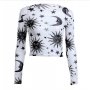 Прозрачна блуза с щампа на луна и слънце р-р S, M, L, снимка 1 - Блузи с дълъг ръкав и пуловери - 33292609