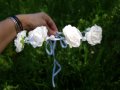 Венец за коса в бяло с Цветя и перлички за Сватба или Кръщене Аксесоар за коса Бяло Венче с цветя , снимка 3