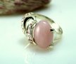 АВТОРСКИ Сребърен пръстен с РОЗОВ КВАРЦ и розови циркони/ размер 59-60, снимка 4