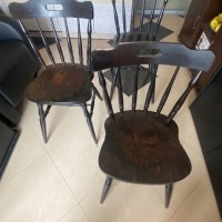Черна дървена трапезна маса (150 см) и 4 стола, снимка 3 - Маси - 43435899