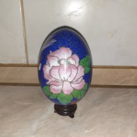 Голямо яйце със стойка - клоазоне - cloisonne, снимка 3 - Антикварни и старинни предмети - 43367813