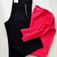 Нов плътен черен скини панталон/клин Per Una ( Marks & SPence) & блуза плетиво , снимка 5 - Панталони - 43887192