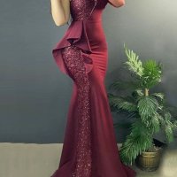 Бална рокля тип Русалка в тъмно червено, снимка 1 - Рокли - 40054909