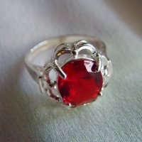 Сребърен пръстен с рубелит, снимка 1 - Пръстени - 43327583