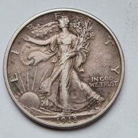 Scarce. USA 🇺🇸 HALF DOLLAR 1918 Philadelphia Mint , снимка 1 - Нумизматика и бонистика - 32295060