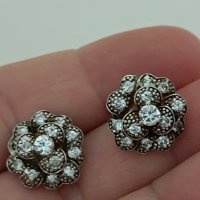 Красиви сребърни обеци С камъни Буква АА, снимка 6 - Обеци - 43923359