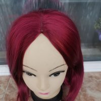 Нова  права червена перука БОБ без бретон - 35см- мод.96, снимка 4 - Аксесоари за коса - 23030464