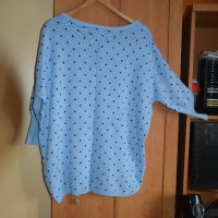 Зимна млечно синя блуза с паднало рамо и 3/4 ръкав, снимка 2 - Блузи с дълъг ръкав и пуловери - 43860952