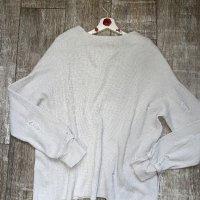 Оригинален марков мръсно бял слонова кост тънък пуловер накъсан скъсан прокъсан Diesel/Дизел, снимка 9 - Блузи с дълъг ръкав и пуловери - 43008546