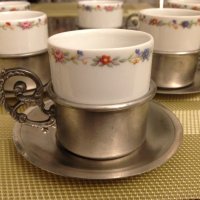 Старинни немски чаши с подстакани за кафе, ракия, греяна ракия , снимка 4 - Други ценни предмети - 43051549