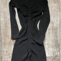 Нова елегантна ежедневна акрил  черна еластична фабрично плетиво плетка  рокля рипс , снимка 7 - Рокли - 43401169