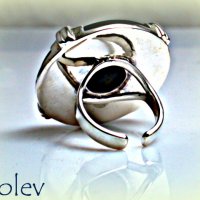 Комплект пръстен и медальон от сребро с лабрадорит - УНИКАТ, снимка 8 - Пръстени - 26702537