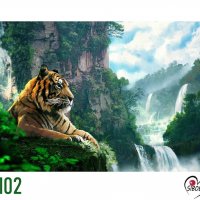 Диамантен гоблен Тигър сред водопади, снимка 1 - Гоблени - 35268386