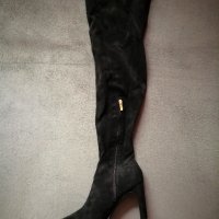 № 40 и 41 дамски високи ботуши чизми от имитация на велур и с висок ток в черен цвят, снимка 10 - Дамски ботуши - 43528795