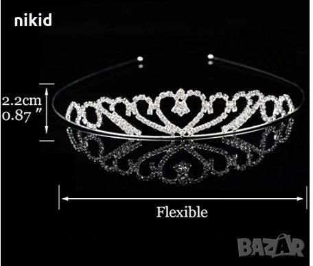 тясна сребриста с камъчета Корона диадема детска дамска , снимка 1