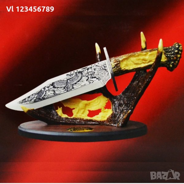 Гравиран декоративен ловен нож 23 х 38 см (ОРЕЛ), снимка 1