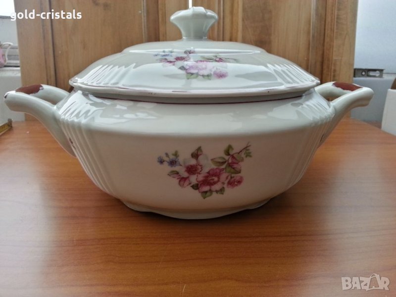 Стар български порцелан супник и чинии, снимка 1