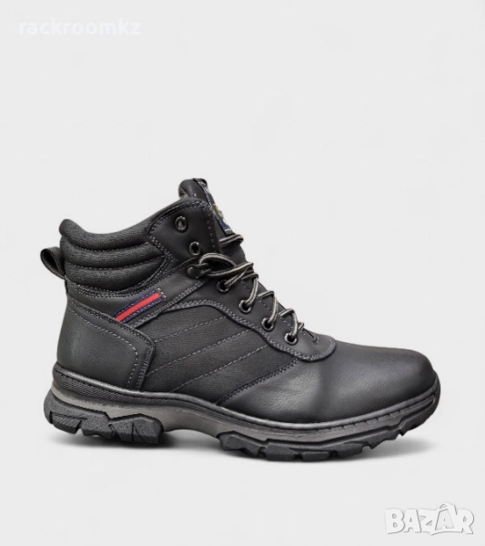 Модерни мъжки боти в черен цвятс цип и връзки и топла подплата модел: K13-1 Black, снимка 1