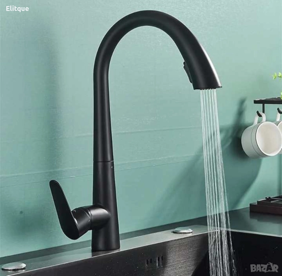 Смесител за кухненска мивка черен мат, снимка 1